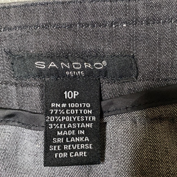 Sandro Grey/Blue Light Weight Denim Sailor Style Pockets Zipper A-Line Skirt 12P - Picture 3 of 8